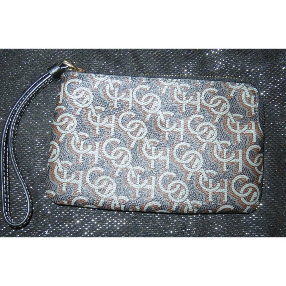 COACH 2022 Corner Zip Wallet Wristlet Card Coin Case Logo Print Coated Canvas